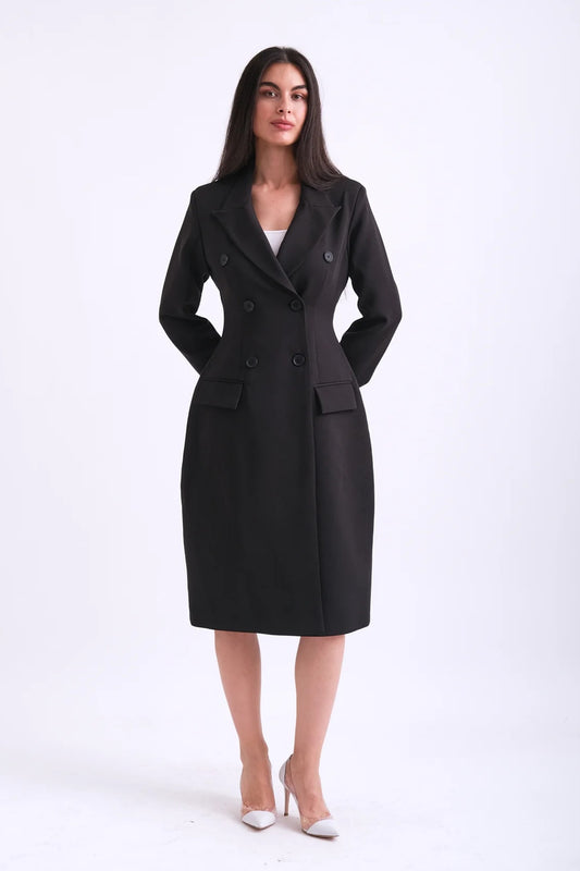 sachin and babi light blue dress Women's Blazer Dress Elegant Business Dress Knee-length Cocktail Dress  V-neck Business Dress Party Evening Dress Buttons Dress Figure-hugging Ball  Gow