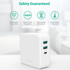 36W Dual USB AC Plug PD QC3.0 Wall Charger