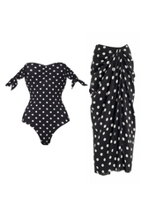 Retro Polka Dot One-Piece Swimsuit with Skirt